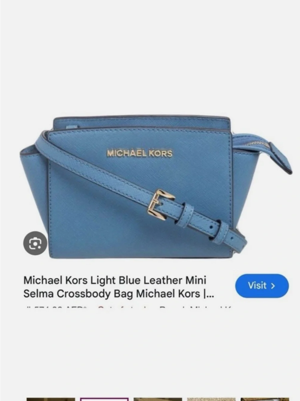 MICHAEL KORS Light Blue Leather Mini Selma Crossbody